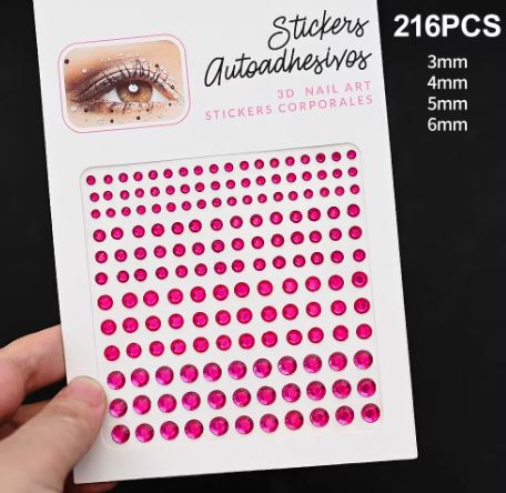 Ansigtsmykker Rhinestones Assorteret Størrelser - Pink