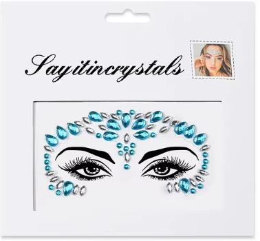 Ansigtsmykker Rhinestones Silver/Blue