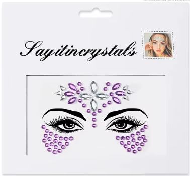 Ansigtsmykker Rhinestones Lilla/Silver