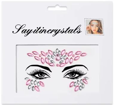 Ansigtsmykker Rhinestones Pink/Silver