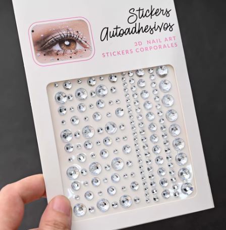 Ansigtsmykker Rhinestones Assorteret Størrelser - Silver