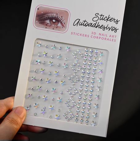 Ansigtsmykker Rhinestones Assorteret Størrelser - Silver